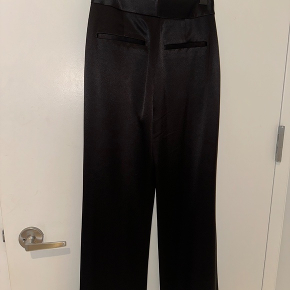 Alice + Olivia Dylan Satin Wide Leg Pant, Black, 0 - Picture 6 of 9